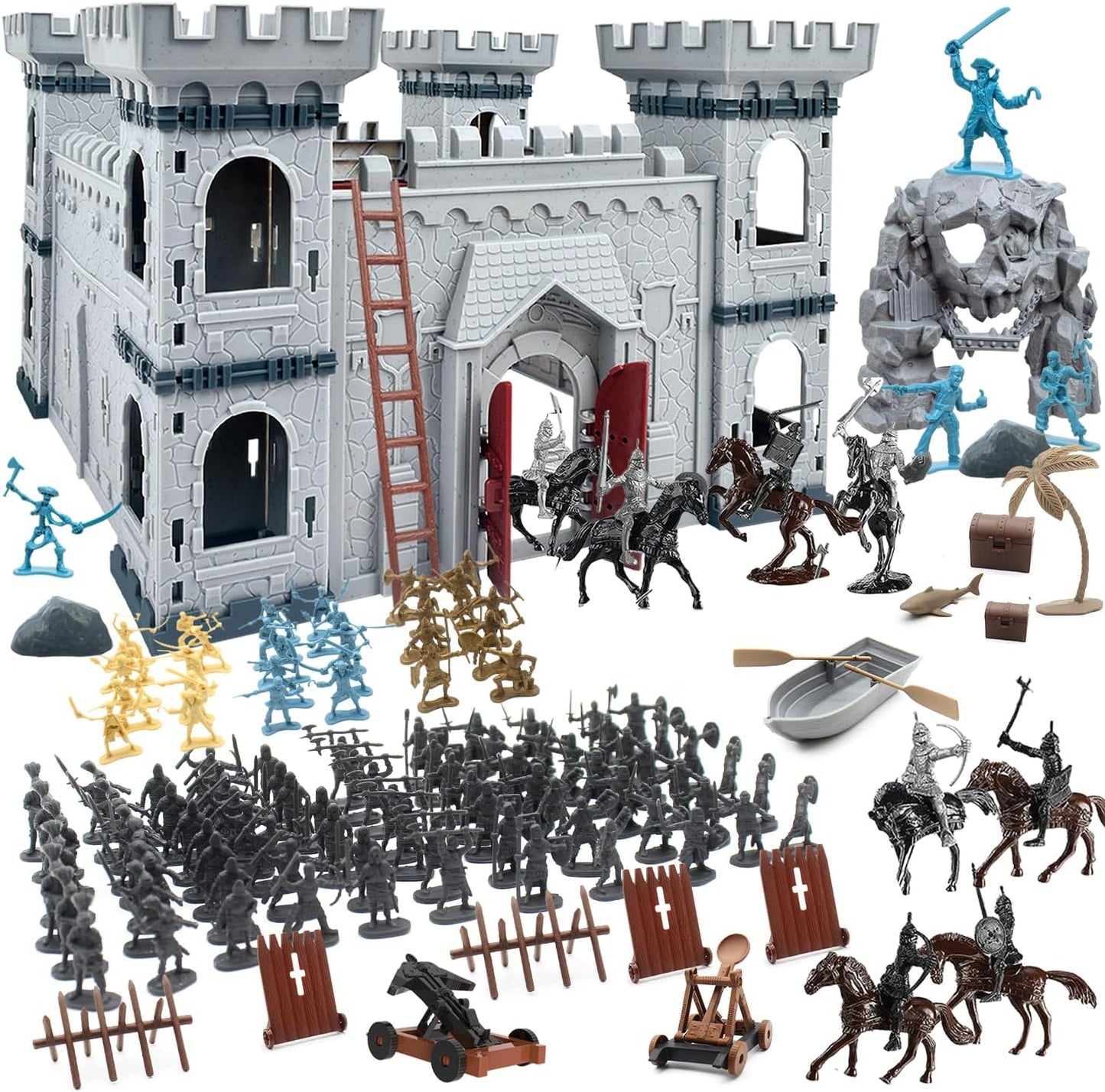 Medieval Castle Knight Toy Soldiers Set with Pirates, Cavalry