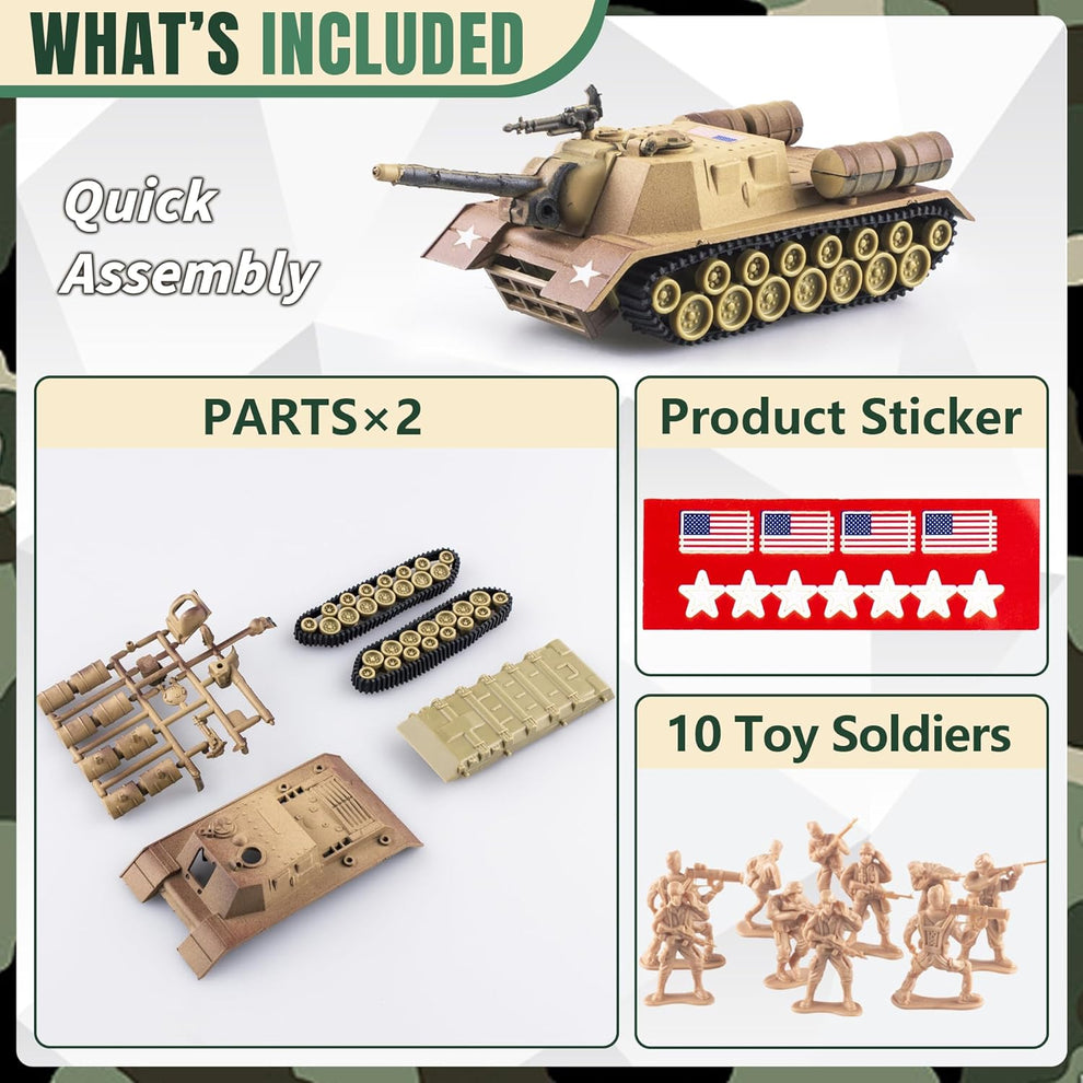 "WW2 Army Tank and Soldier Toy Playset"