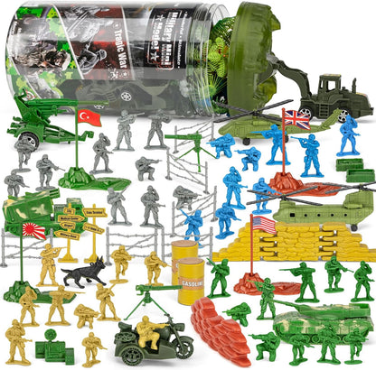 "100-Piece Army Men WWII Playset with Map"