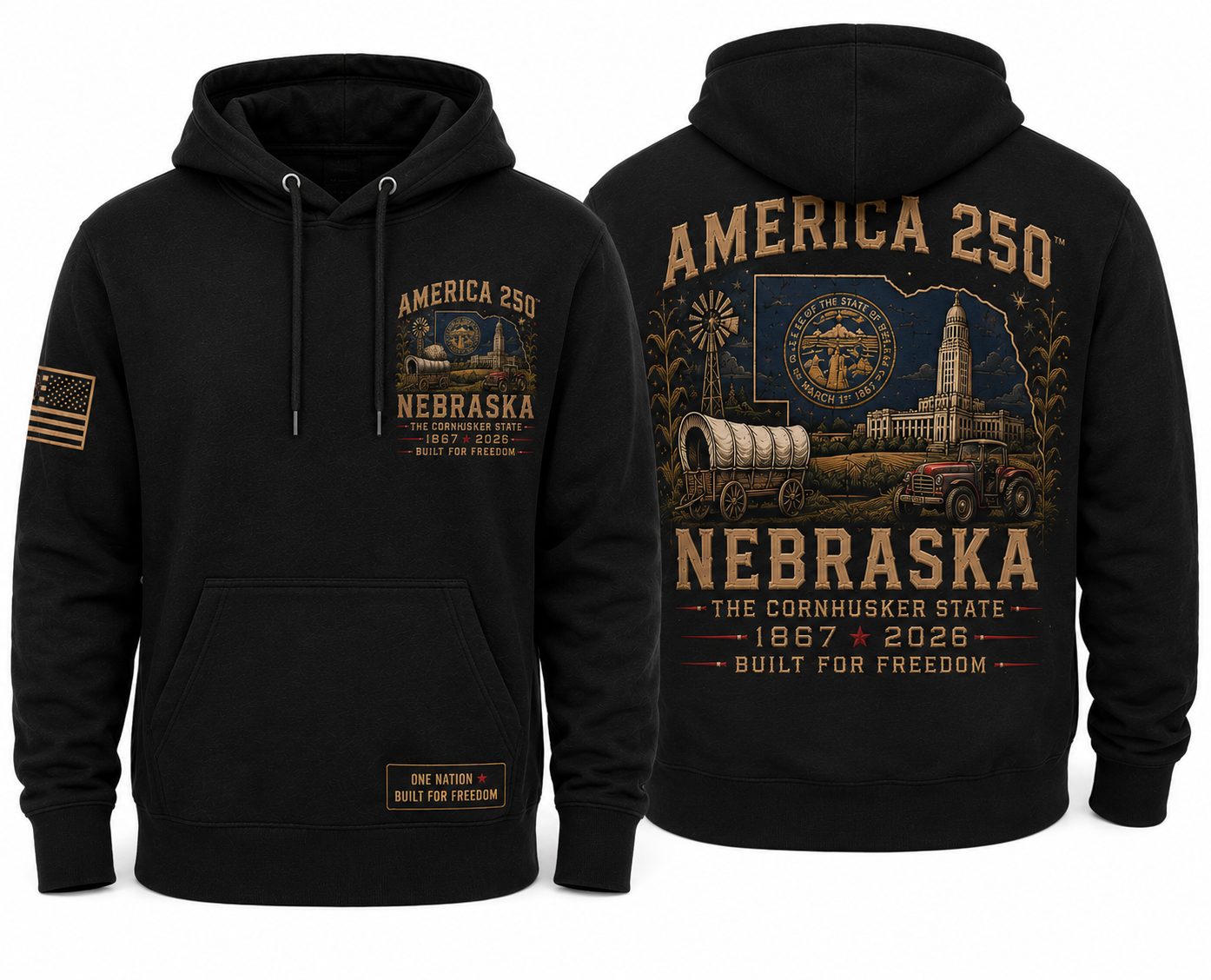 America 250™ Nebraska Premium Hoodie | The Cornhusker State | Limited Edition