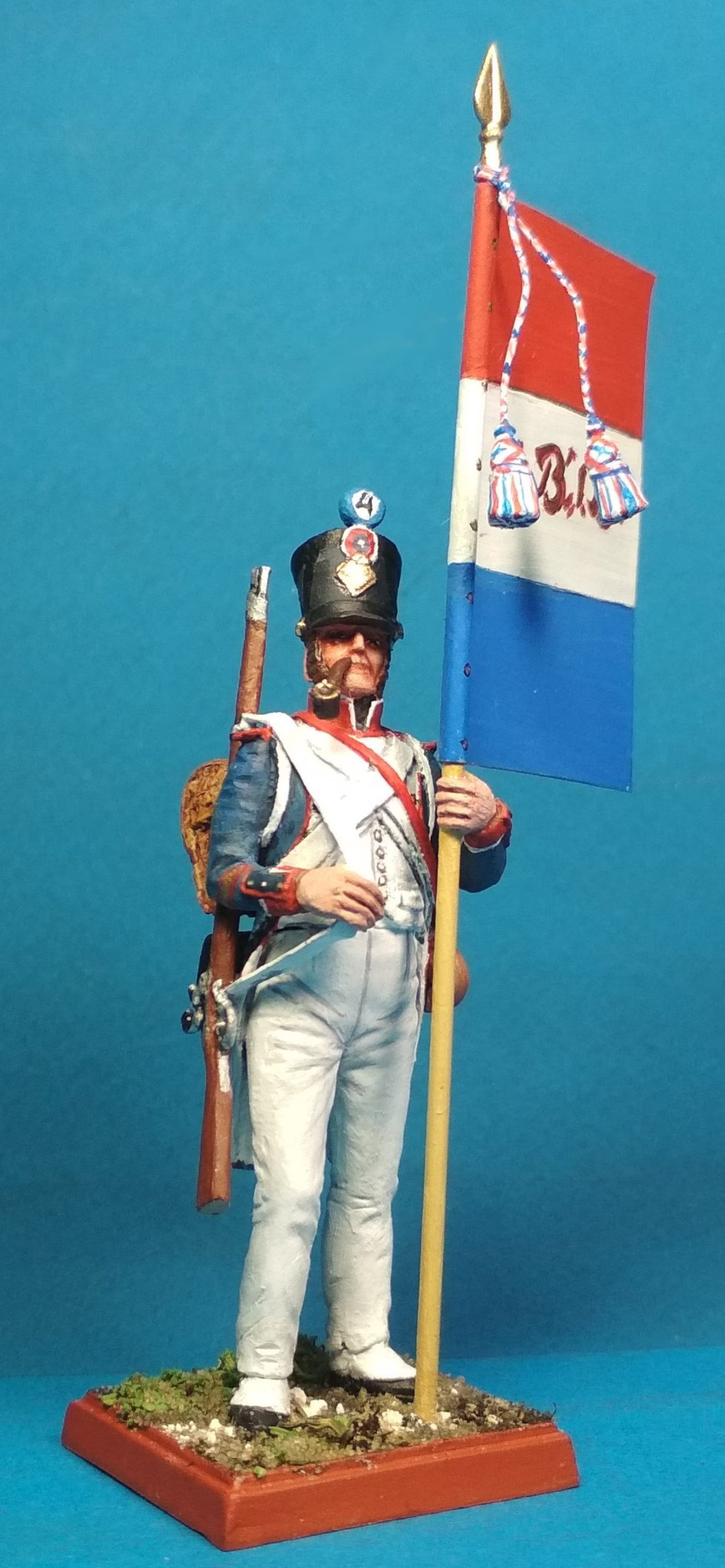Napoleonic French Standard Bearer Tin Soldier Figurine