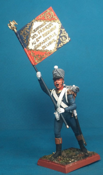 Napoleonic French Standard Bearer Tin Soldier Figurine