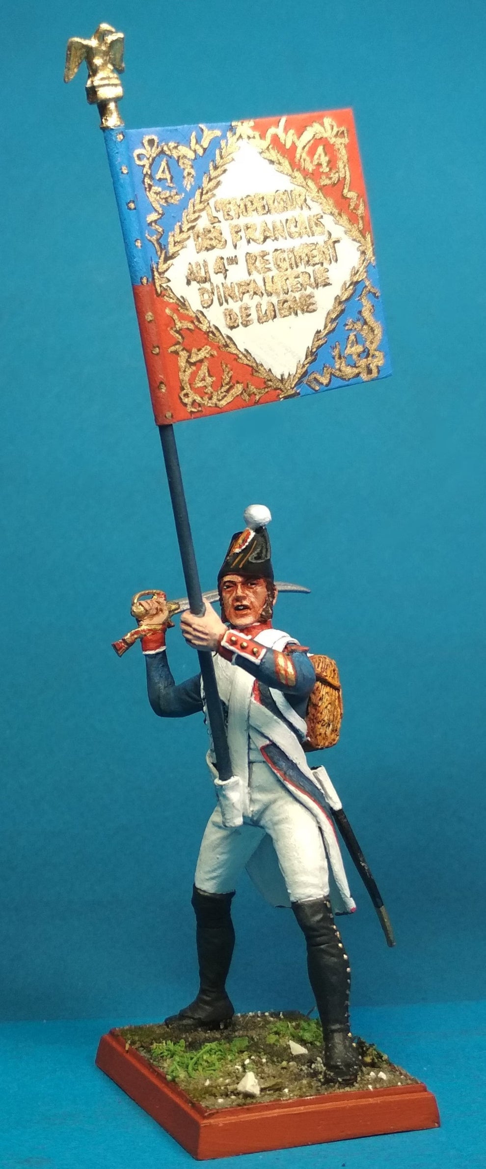 Napoleonic French Standard Bearer Tin Soldier Figurine