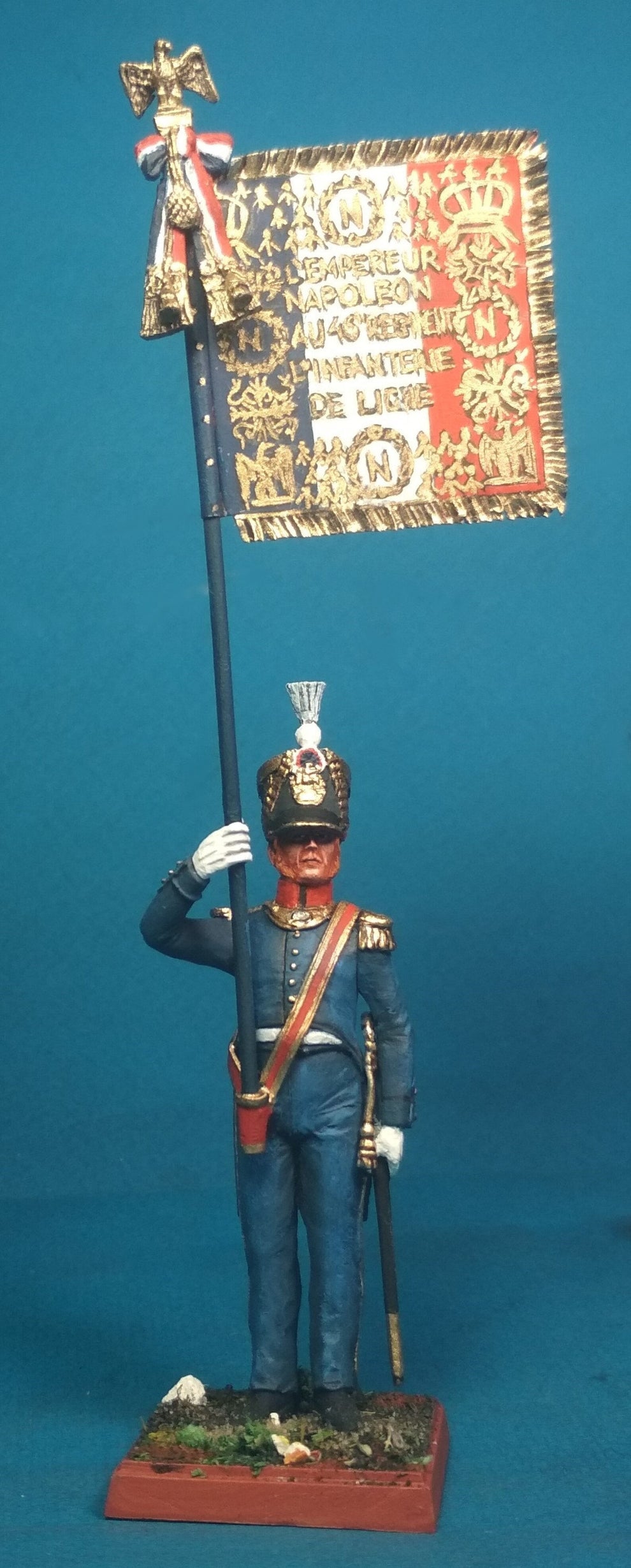 Napoleonic French Standard Bearer Tin Soldier Figurine