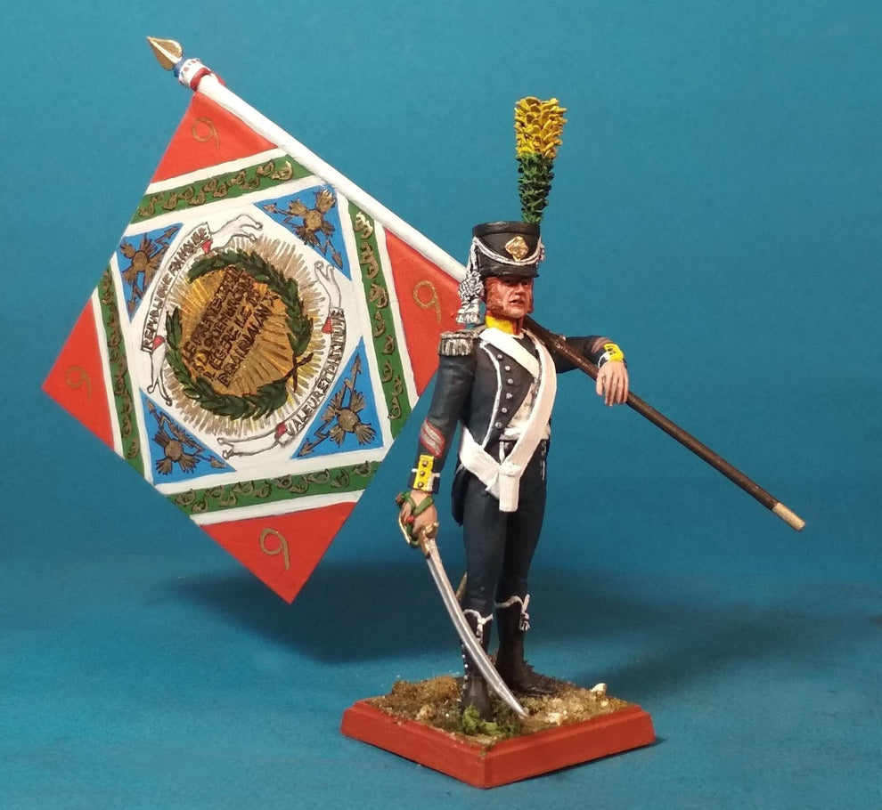 Napoleonic French Standard Bearer Tin Soldier Figurine