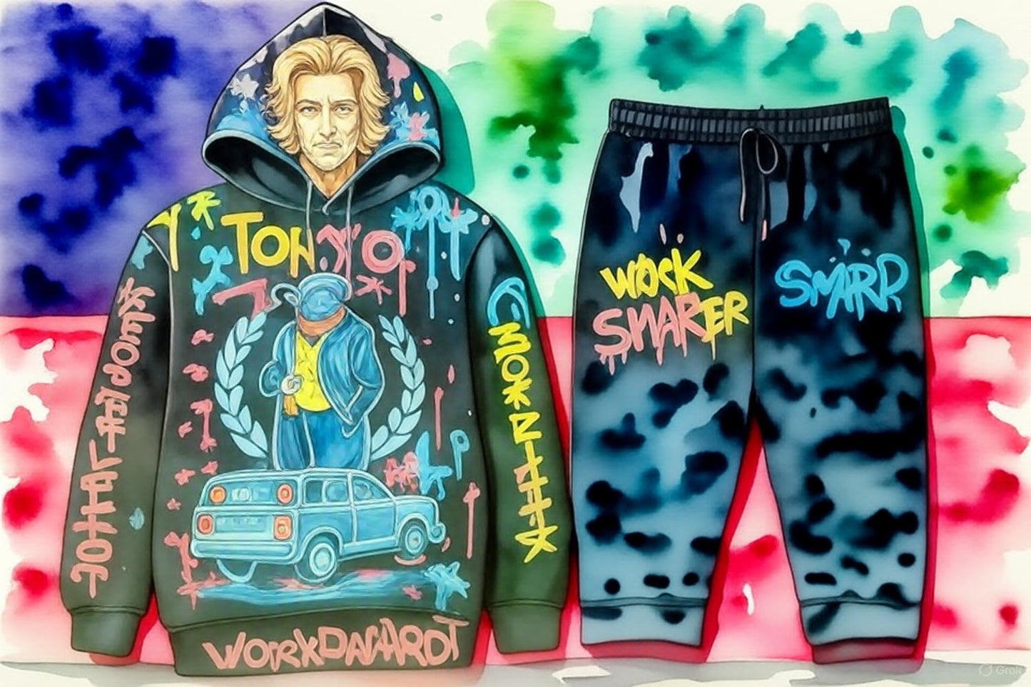 Tokyo Graffiti Streetwear Hoodie Jogger Set