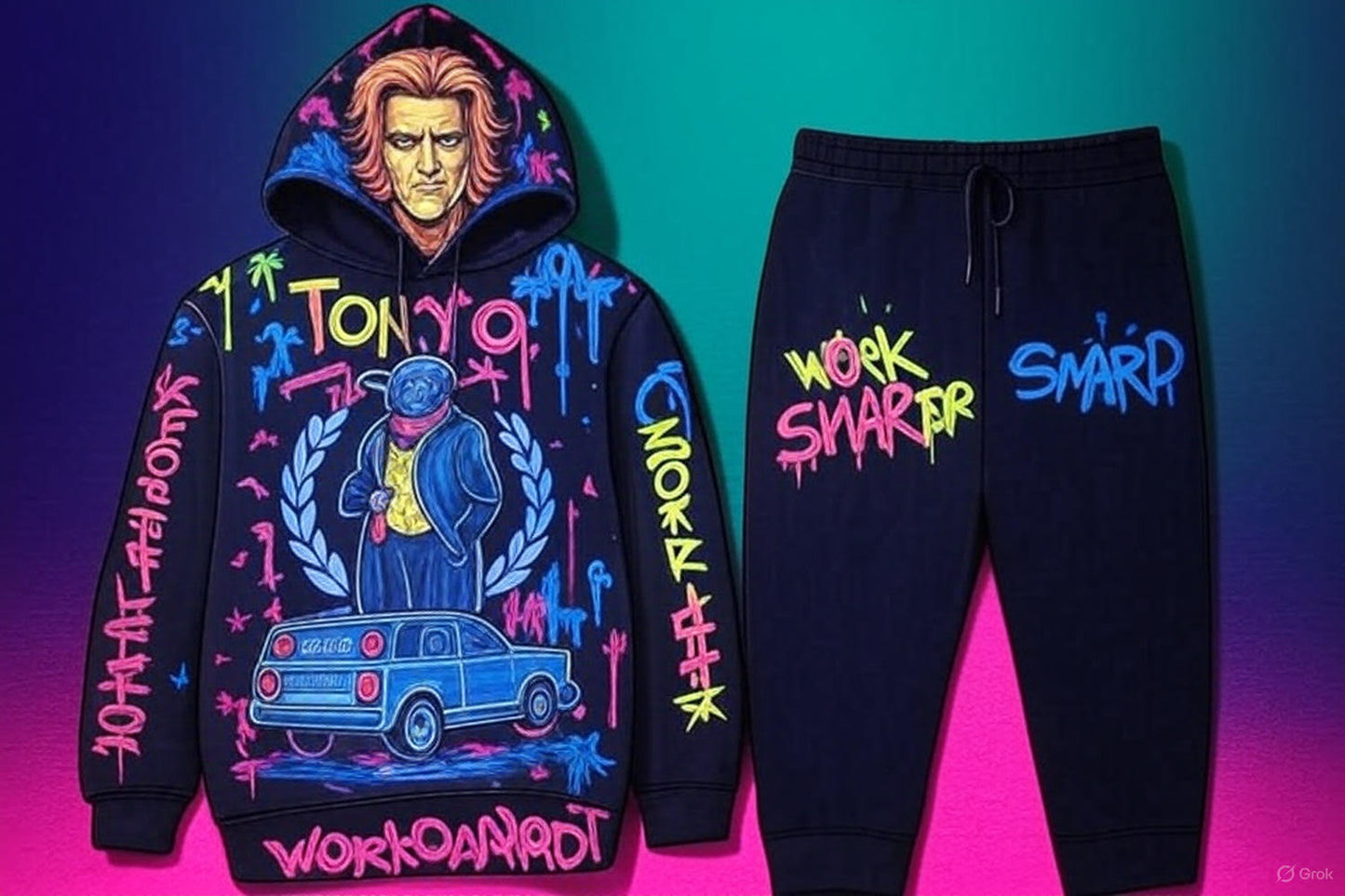 Tokyo Graffiti Streetwear Hoodie Jogger Set